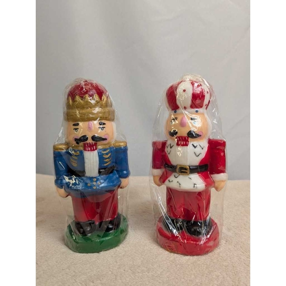 Christmas Nutcracker Santa Claus Candles Set of 2 Festive Holiday Decor